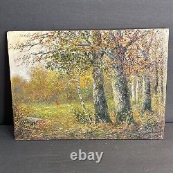 Pair Of Antique Oil Painting/Signed/F. G. Illem/Germany C. 1910/Winter/Summer/Woods