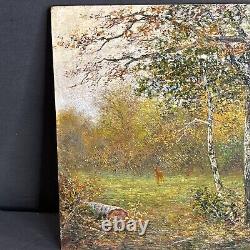 Pair Of Antique Oil Painting/Signed/F. G. Illem/Germany C. 1910/Winter/Summer/Woods