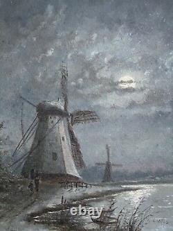 Pair Of Antique Oil Paintings, Moonscapes, Signed GYSELS 1895