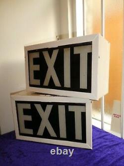 Pair Of Antique Original EXIT Signs In Light Box 1940/1950 Odeon/Cinema