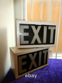 Pair Of Antique Original EXIT Signs In Light Box 1940/1950 Odeon/Cinema