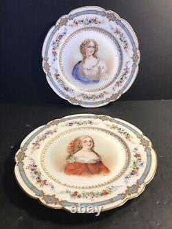 Pair Of Antique Sevres Porcelain Plate/ Hand Painted. France 1900/ Signed