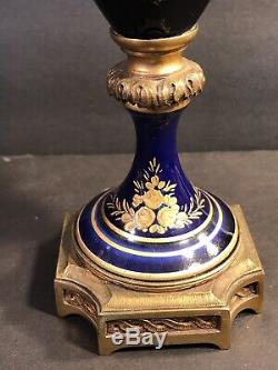 Pair Of Antique Sevres Porcelain Vase/ Signed / Raised Gold/ France C. 1920
