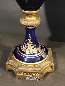 Pair Of Antique Sevres Porcelain Vase/ Signed / Raised Gold/ France C. 1920