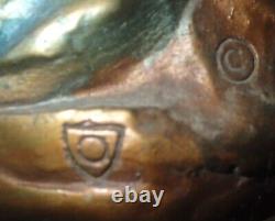 Pair Of Antique Sign Bonnie Mcleary Armor Bronze Clad Lady Dress Art Statue Lamp