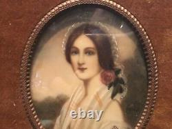 Pair Of Antique Signed Hand Painted Bronze Framed Detailed Portraits Must See No