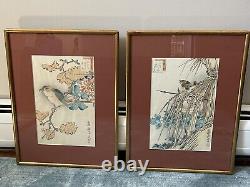 Pair Of Antique Signed Sugakudo Woodblock Prints