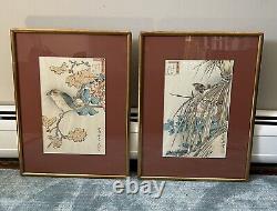 Pair Of Antique Signed Sugakudo Woodblock Prints