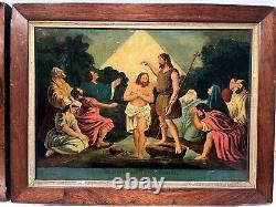 Pair Of Antique Signed framed Reverse Glass Mezzotint By James Bateman C 1800