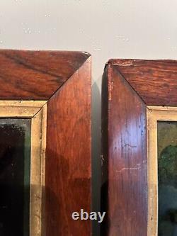 Pair Of Antique Signed framed Reverse Glass Mezzotint By James Bateman C 1800