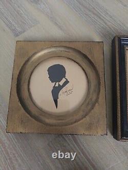 Pair Of Antique Silhouette Portraits Signed