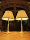 Pair Of Antique Solid Brass Neo Classical Table Lamps, Signed'messenger