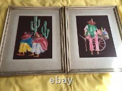 Pair Of Antique Southwest Watercolors Original Frames Signed Delfino