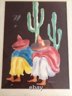 Pair Of Antique Southwest Watercolors Original Frames Signed Delfino