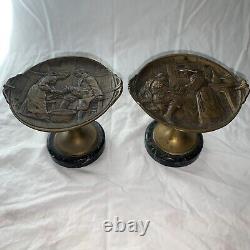 Pair Of Antique WW1 French Tazzos signed On Marble