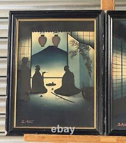 Pair Of Antique c1900 Japanese Woodblock Artwork Prints Signed S Tomi