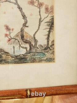 Pair Of Antique chinese paintings signed oriental Asian art