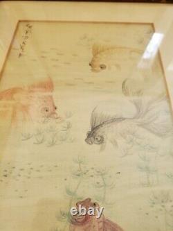 Pair Of Antique chinese paintings signed oriental Asian art
