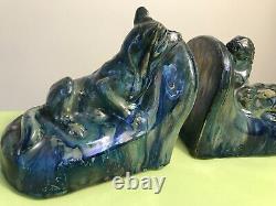 Pair Of Bookends Sandstone Flame Of Rambervillers Signed Alphonse Citere