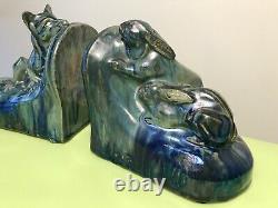 Pair Of Bookends Sandstone Flame Of Rambervillers Signed Alphonse Citere