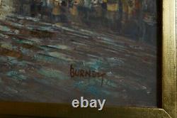Pair Of Burnett Signed Impressionist French Scene Framed Oil Painting Vintage
