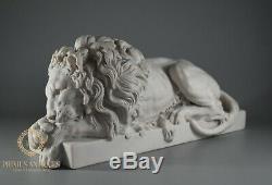 Pair Of Carrara Marble Chatsworth Recumbant Lions