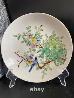 Pair Of Chinese Antique Famille Rose Porcelain Plate, Signed