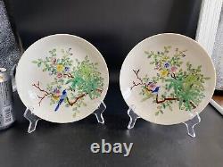 Pair Of Chinese Antique Famille Rose Porcelain Plate, Signed