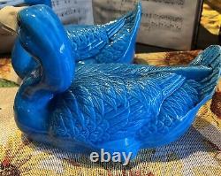 Pair Of Chinese Blue Glazed Ducks