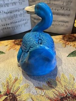 Pair Of Chinese Blue Glazed Ducks