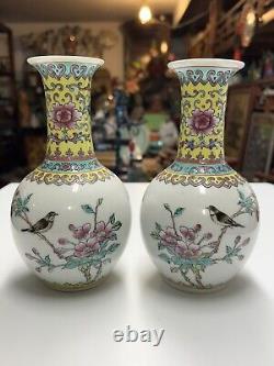 Pair Of Chinese Porcelain Famille Rose Vase 567, Signed & Mark