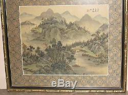 Pair Of Chinese Traditional Landscape Paintings On Silk By Wang Yue- Signed