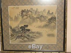 Pair Of Chinese Traditional Landscape Paintings On Silk By Wang Yue- Signed