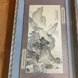 Pair Of Excellent Vintage Landscape Chinese Scroll Painting Signed And Framed