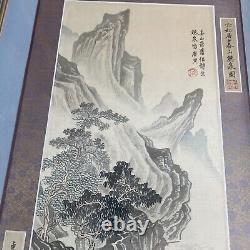 Pair Of Excellent Vintage Landscape Chinese Scroll Painting Signed And Framed