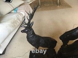 Pair Of Facing Monarch Of The Glen Bronze Stags Signed Moigniez