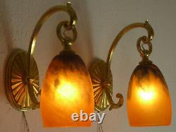 Pair Of French Art Deco Sconces 1920 Signed Daum # Nancy France