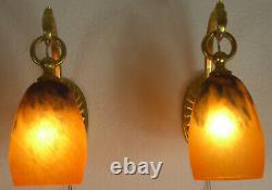 Pair Of French Art Deco Sconces 1920 Signed Daum # Nancy France