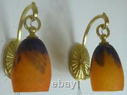 Pair Of French Art Deco Sconces 1920 Signed Daum # Nancy France