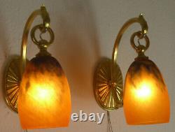 Pair Of French Art Deco Sconces 1920 Signed Daum # Nancy France