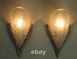 Pair Of French Art Deco Sconces 1930 Signed Lorrain Nancy France