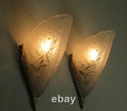 Pair Of French Art Deco Sconces 1930 Signed Lorrain Nancy France