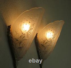 Pair Of French Art Deco Sconces 1930 Signed Lorrain Nancy France