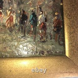 Pair Of Gold Framed Oil Painting Paris Street Scene Signed Morgan 12 x 10
