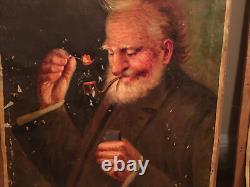 Pair Of Hector Moncayo Original Oil Paintings Listed Artist 1895-1984 Old Man