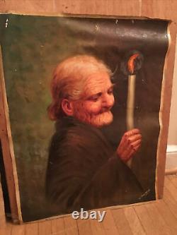 Pair Of Hector Moncayo Original Oil Paintings Listed Artist 1895-1984 Old Man