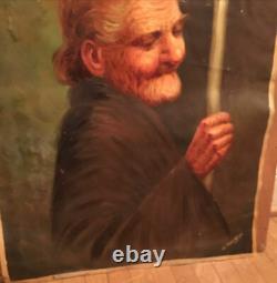 Pair Of Hector Moncayo Original Oil Paintings Listed Artist 1895-1984 Old Man