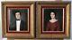 Pair Of Jean Gille Hand Painted French Portrait Plaques Signed & Dated 1845