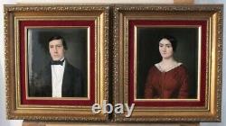 Pair Of Jean Gille Hand Painted French Portrait Plaques Signed & Dated 1845