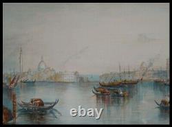 Pair Of Large Antique 19th Century Watercolours Of Venice Grand Tour 1880